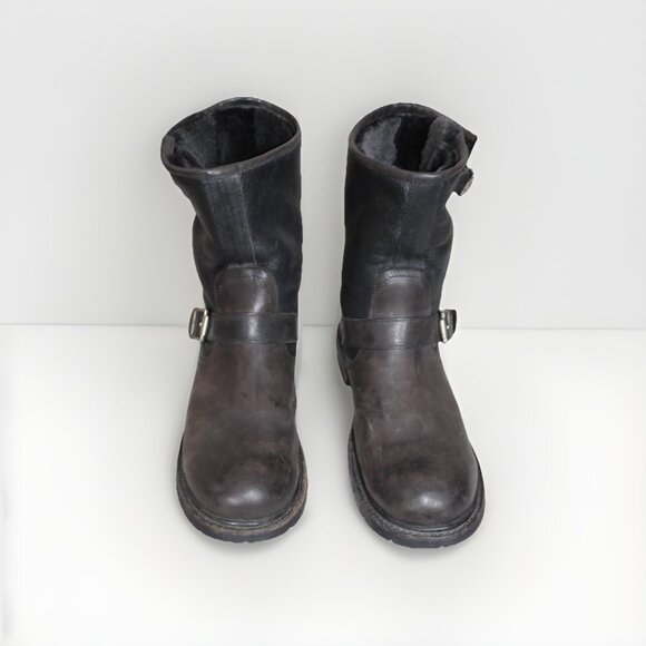 Mens Frye Engineer Boots Shearling Lined Brown Winter Sheepskin Lining Size 13 - Picture 11 of 11